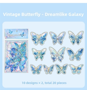 Detailed view of laser gold foil butterfly stickers for DIY crafts and journaling decoration