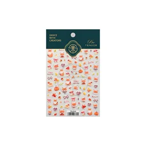 Cute autumn fox and maple leaf stickers for kids nail art and DIY decoration