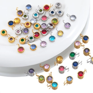 7 mm runde Kristall-Zirkon-Anhänger in verschiedenen Farben mit Edelstahlösen für DIY-Schmuck