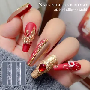 3D nail art silicone mold featuring baroque patterns and swan designs for DIY manicures