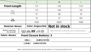 Tableau des tailles et conseils d'entretien du trench-coat long élégant rouge Ancora