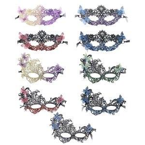Lace butterfly party masks in various gradient colors on a clean white background