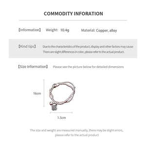 Detail view of double-layer beaded flower bracelet with copper alloy material and weight specs