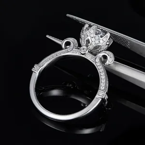 Luxury 925 Sterling Silver 1ct Moissanite Ring For Women Swan Lake Crown Setting Engagement Wedding Moissanite Jewelry Ring