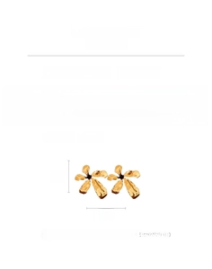 Detailed view of large gold floral earrings showing 7cm dimensions and resin material