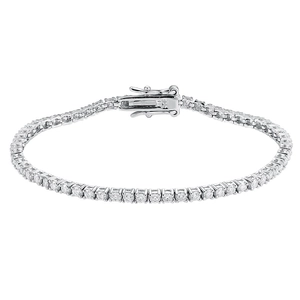 Elegant S925 sterling silver tennis bracelet with 2mm moissanite stones on white background