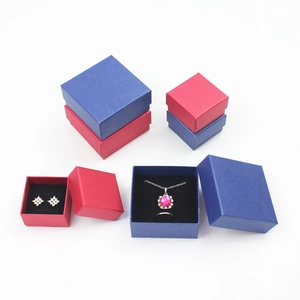 Premium red and blue jewelry gift boxes for rings, necklaces and earrings set