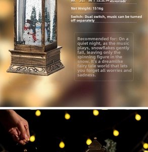 Vintage bronze Christmas lantern detail showing snowmen, 1516g weight and two-way switch