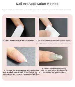 Step-by-step tutorial for applying handmade 3D tulip press-on nails using jelly glue