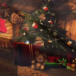 Detailed close-up showing high-definition print and texture of Christmas fireplace tapestry