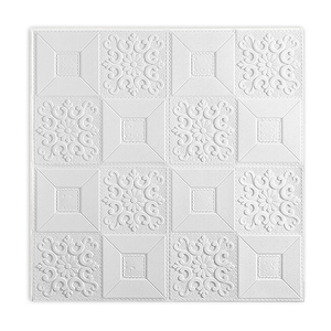3D embossed self-adhesive white wall stickers with geometric floral foam patterns