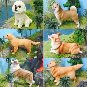 Realistic dog figurines set including Shiba Inu Corgi Golden Retriever and Shepherd models