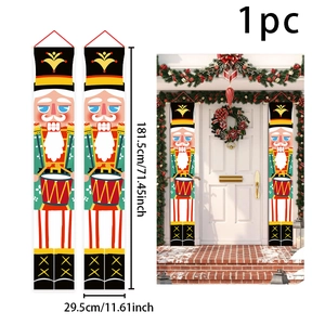 Detailed dimensions and home entrance display of Nutcracker soldier Christmas door banners