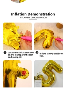 Step-by-step guide for inflating gold number 5 foil balloon with manual pump for parties