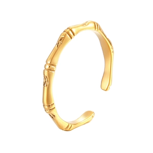 Minimalist Adjustable Bamboo Joint Ring Stainless Steel Elegant Open Finger Jewelry Accessory For Women Girls