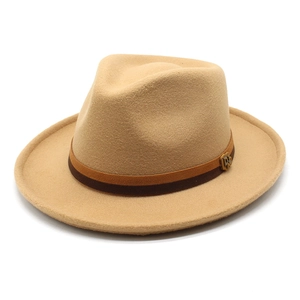 Vintage Unisex Woolen Felt Fedora Hat Wide Brim Jazz Cap With Two-Tone Band and Metal Buckle For Autumn Winter Casual Outwear