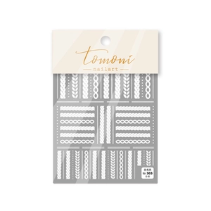 5D embossed white knit pattern nail art stickers with geometric weave designs