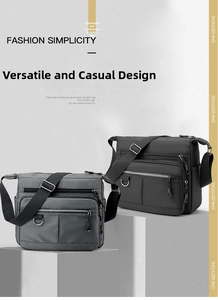 Detail of adjustable metal buckle and stitching on waterproof crossbody shoulder bag