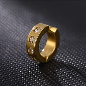 Clip On Earrings Stainless Steel Non Pierced Ear Bone Cuffs Zircon Inlaid U Shape Simple Punk Jewelry Unisex