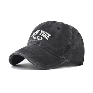 Washed Cotton Baseball Cap Distressed Retro New York 1625 Embroidered Adjustable Sun Hat Vintage Streetwear For Men Women