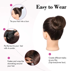 How to wear a synthetic drawstring bun hairpiece with 4-step easy tutorial guide