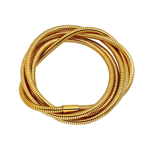 Detailed close-up of 18K gold plated stainless steel snake bone chain with metallic luster