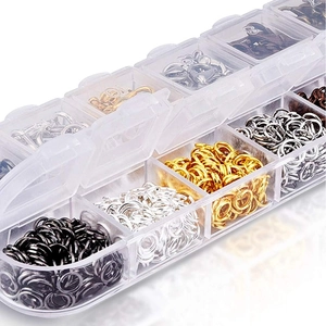 Organizer box with 960pcs lobster clasps and jump rings in six metallic colors