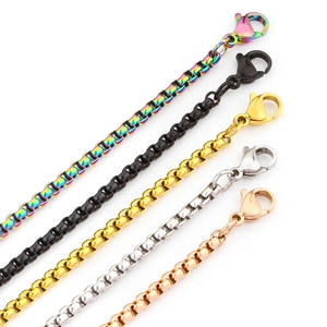 Stainless steel box chains in five finishes gold silver black rose gold and rainbow