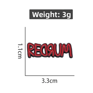 Classic Redrum metal enamel badge pin with 1.1x3.3cm size dimensions and 3g weight