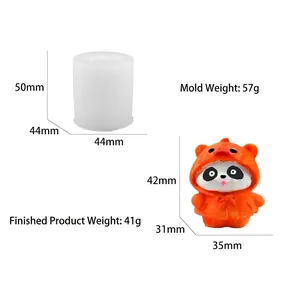 Especificaciones de tamaño detalladas para molde de silicona de panda 3D y resina