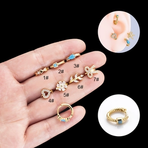 Fashion Copper Hoop Earrings Cubic Zirconia Inlaid Heart Bow Dainty Huggie Jewelry For Women Trendy Charm