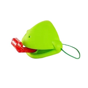 Interactive green frog chameleon board game with red retractable tongue for kids