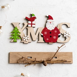 Décoration de table XMAS en bois avec Père Noël et socle rustique pour les fêtes de Noël