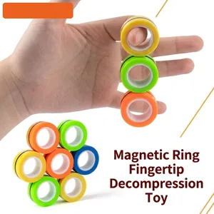 Colorful magnetic fidget rings set for stress relief and finger spinning play