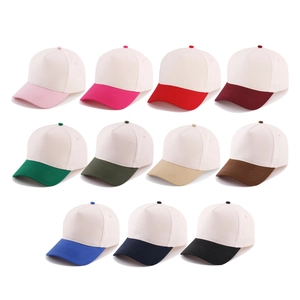 Detailed grid showing eleven color variants of five-panel cotton baseball caps