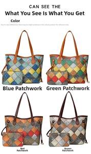 Ensemble de cabas avec pochettes assorties en texture crocodile et motif à carreaux coloré
