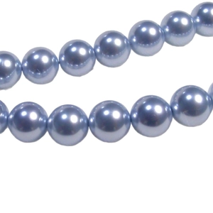 Strand of high-luster round blue faux pearls for DIY jewelry making and necklaces