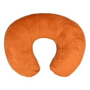 Detailed view of soft orange velvet U-shaped nursing pillow cover texture and material