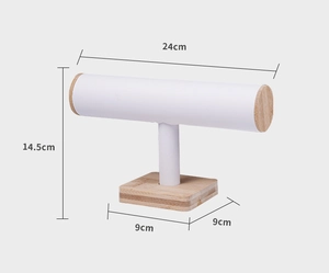 Bamboo jewelry display stand with dimensions 24cm length and 14.5cm height