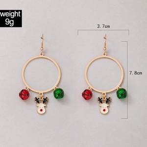 Christmas earrings detail with dimensions 7.8cm length and colorful reindeer charm