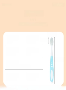 Detail view of manual toothbrush showing 0.18mm soft bristles and PP handle dimensions