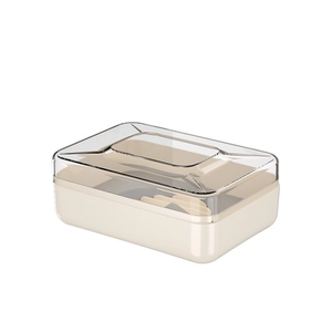 Minimalist portable soap box with dustproof transparent lid and drainage base for travel