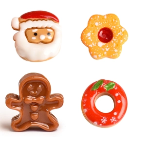Set di ciondoli natalizi in resina con Babbo Natale, omino di pan di zenzero e ghirlanda