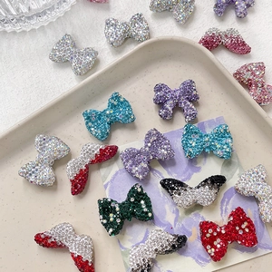 DIY colorful rhinestone bow wings beads for fashion bracelets and jewelry crafts