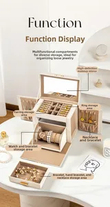 Detailed view of luxury jewelry box showing multi-layer compartments and mirrors