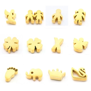 Pendentifs médaillons dorés en acier inoxydable avec formes d'anges et animaux variés