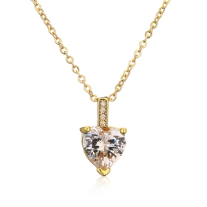 Elegant gold plated necklace featuring a heart-shaped zircon pendant with a fine chain