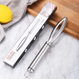 SUS-304 stainless steel fish scaler with hollow scraper head and hanging ring handle