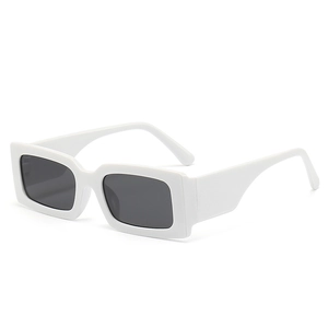 Chic white square oversized sunglasses with dark grey lenses and thick frames