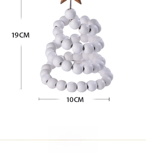 Detailed dimensions of the 19cm white wooden bead spiral Christmas tree tabletop ornament